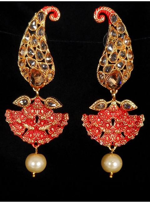 Reverse Ad Earrings With Meenakari Work